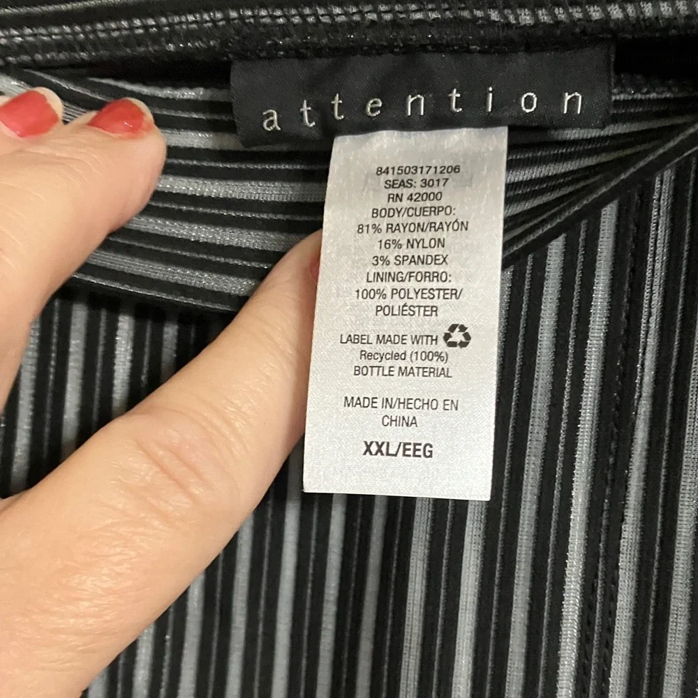 Attention Black and White Striped lined wrap pool on skirt size 2X
